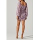 Ruched Skirt Print Dress