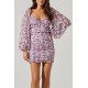 Ruched Skirt Print Dress