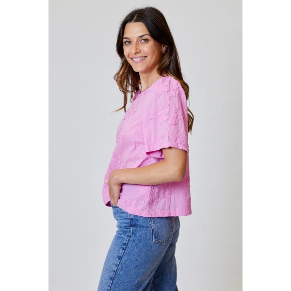Eyelet Flower Applique Top Eyelet Flower Applique Top