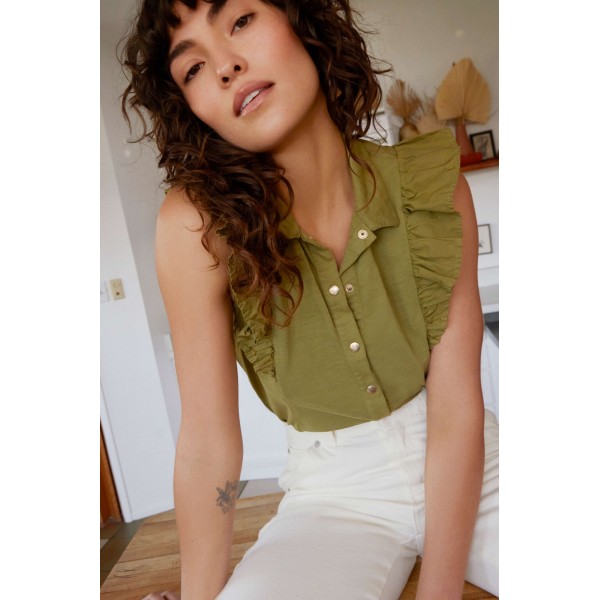 Archer Ruffle Button Top Archer Ruffle Button Top